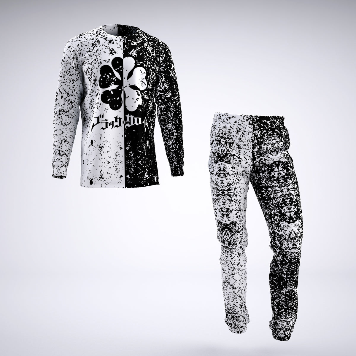 Grunge Five Leaf Clover Black Clover Pajamas