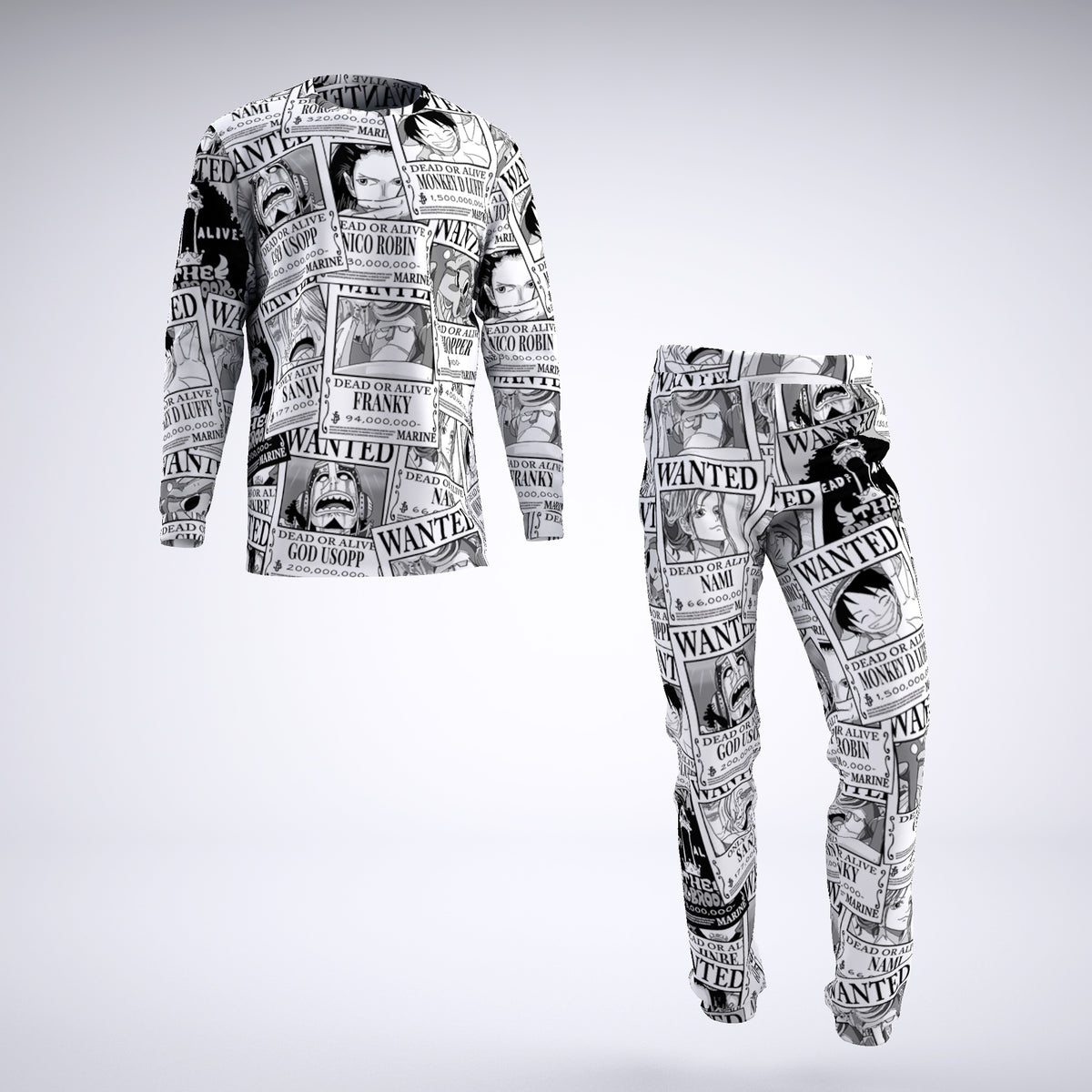Straw Hat Wanted Pattern One Piece Pirates Pajamas